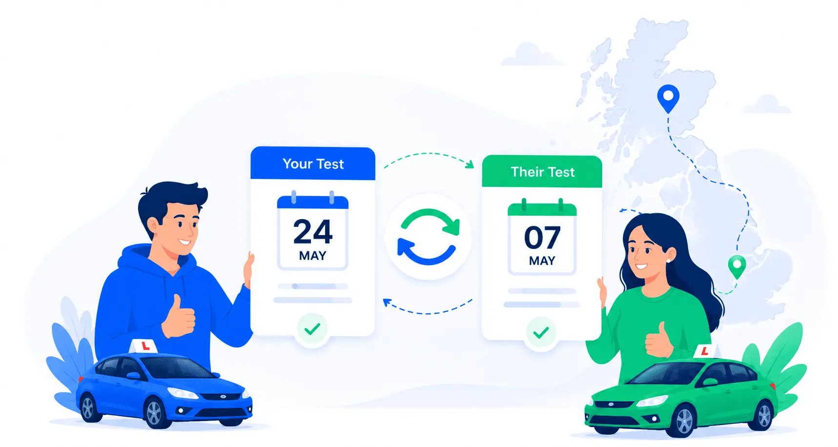 Driving test date swap planning